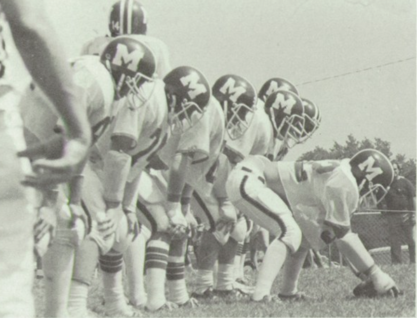 The offensive line of the Mehlville football team in 1981. 