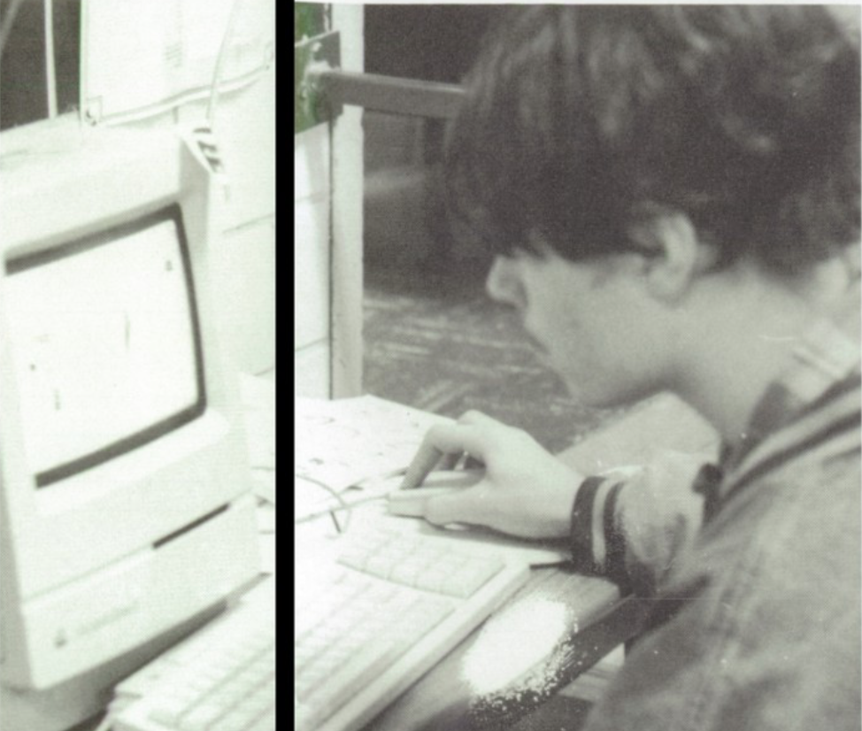 In 1996, a Mehlville student works on the school-wide computers. 