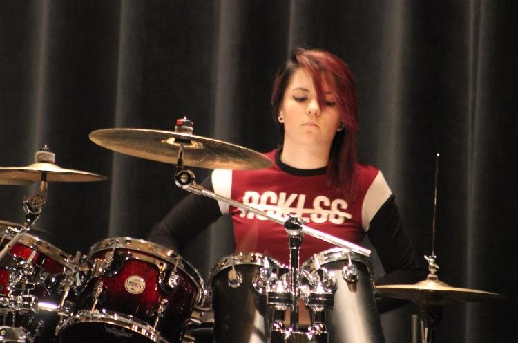Rachel Wimberly finishes of the night with a drum solo that erupted the crowd of the William B. Nottelman Auditorium. 