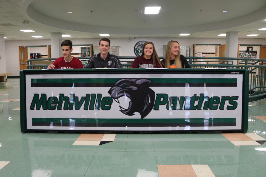 Mehlville+Athletes+commit+to+various+colleges+on+National+Signing+day.+From+left+to+right%3A+Micheal+Oldani%2C+Ryan+Lively%2C+Alyson+Piskulic%2C+and+Kiera+Coleman.+by+Erin+Moeckel