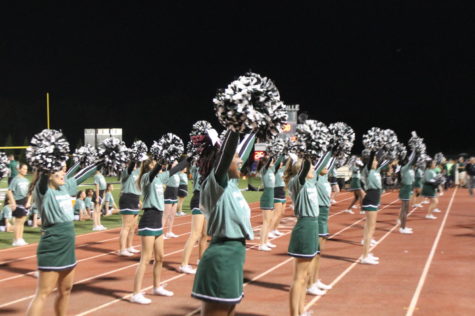 Cheerleaders performed several times at the game