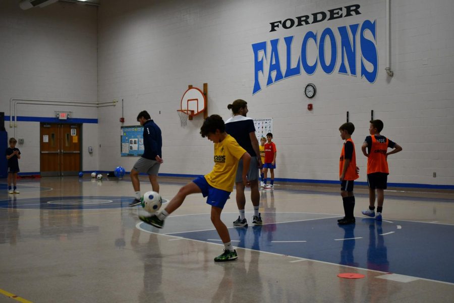 Jahic trains players at Forder Elementary.